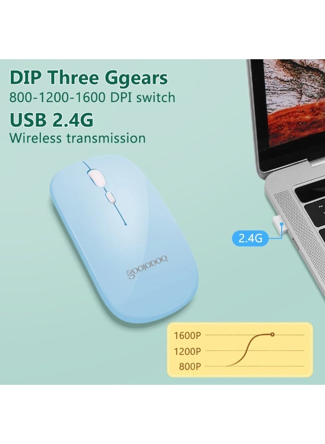 GOOJODOQ  2-in-1 Bluetooth Mouse, 2.4GHz, Dual Mode, Ultra Slim and Quiet (  green ) - Image 3